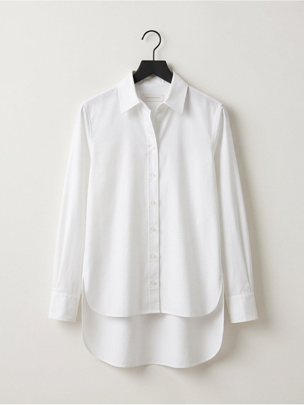 Boston Proper White High-Low Tunic Blouse Size 6 Medium Button Front Shirt